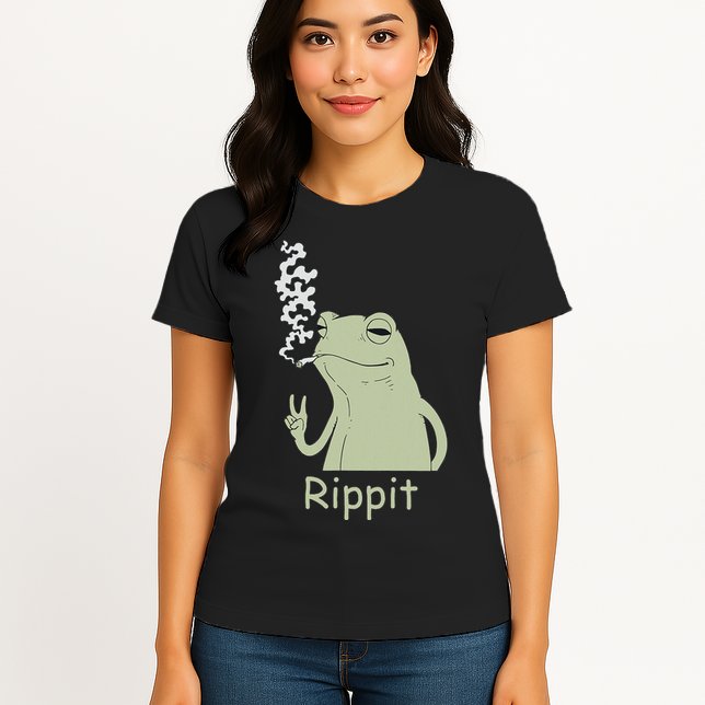 Rippit Stoner Frog Funny Graphic Womens T-Shirt