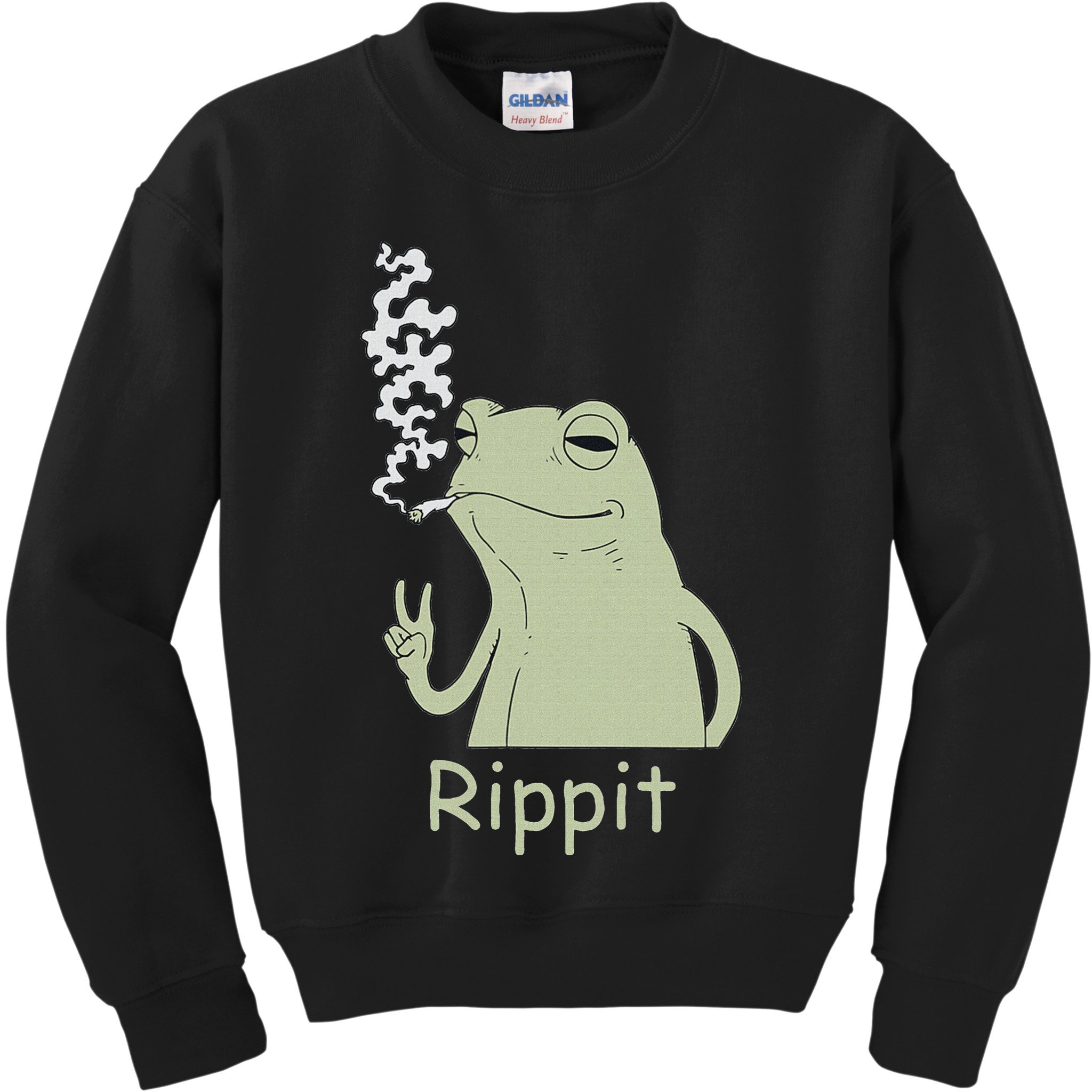 Rippit Stoner Frog Funny Graphic Kids Sweatshirt