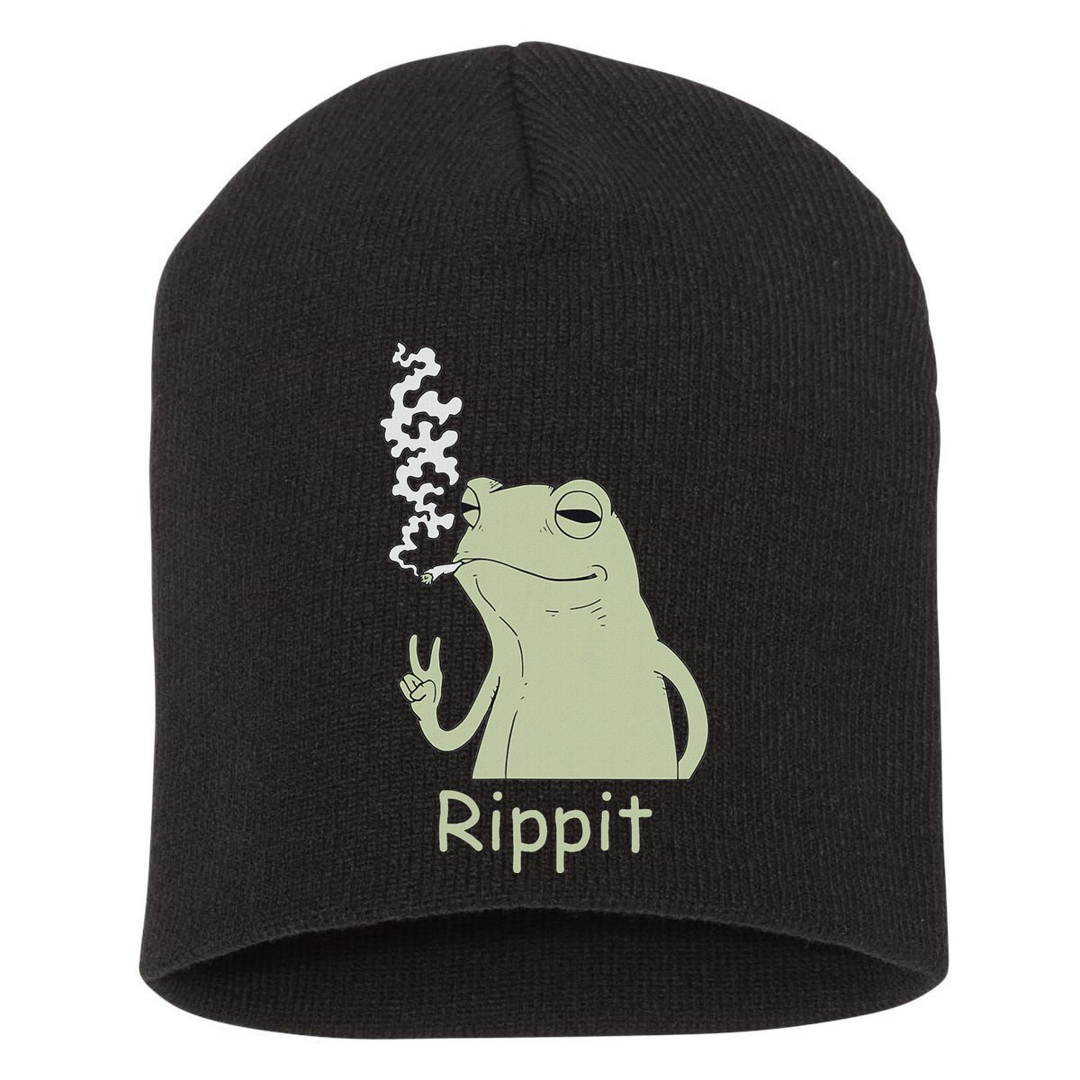 Rippit Stoner Frog Funny Graphic Short Acrylic Beanie