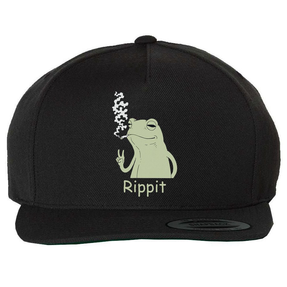 Rippit Stoner Frog Funny Graphic Wool Snapback Cap