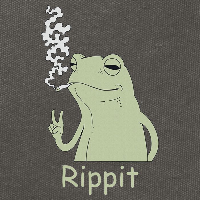 Rippit Stoner Frog Funny Graphic Cotton Canvas Backpack