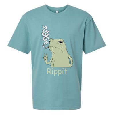 Rippit Stoner Frog Funny Graphic Sueded Cloud Jersey T-Shirt