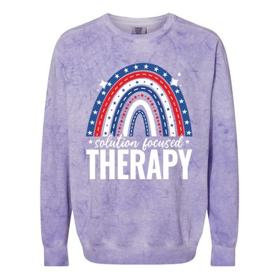 Rainbow Solution Focused Therapy 4th Of July Usa America Funny Gift Colorblast Crewneck Sweatshirt