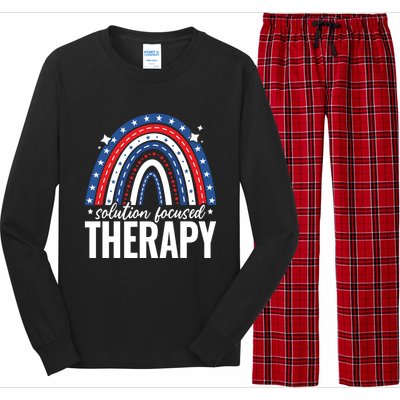 Rainbow Solution Focused Therapy 4th Of July Usa America Funny Gift Long Sleeve Pajama Set