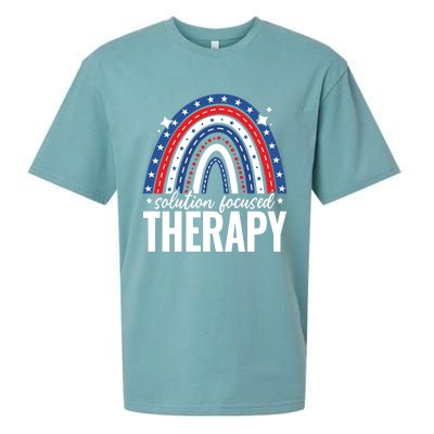 Rainbow Solution Focused Therapy 4th Of July Usa America Funny Gift Sueded Cloud Jersey T-Shirt