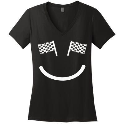 Racing Smile For Race Car Parties Women's V-Neck T-Shirt