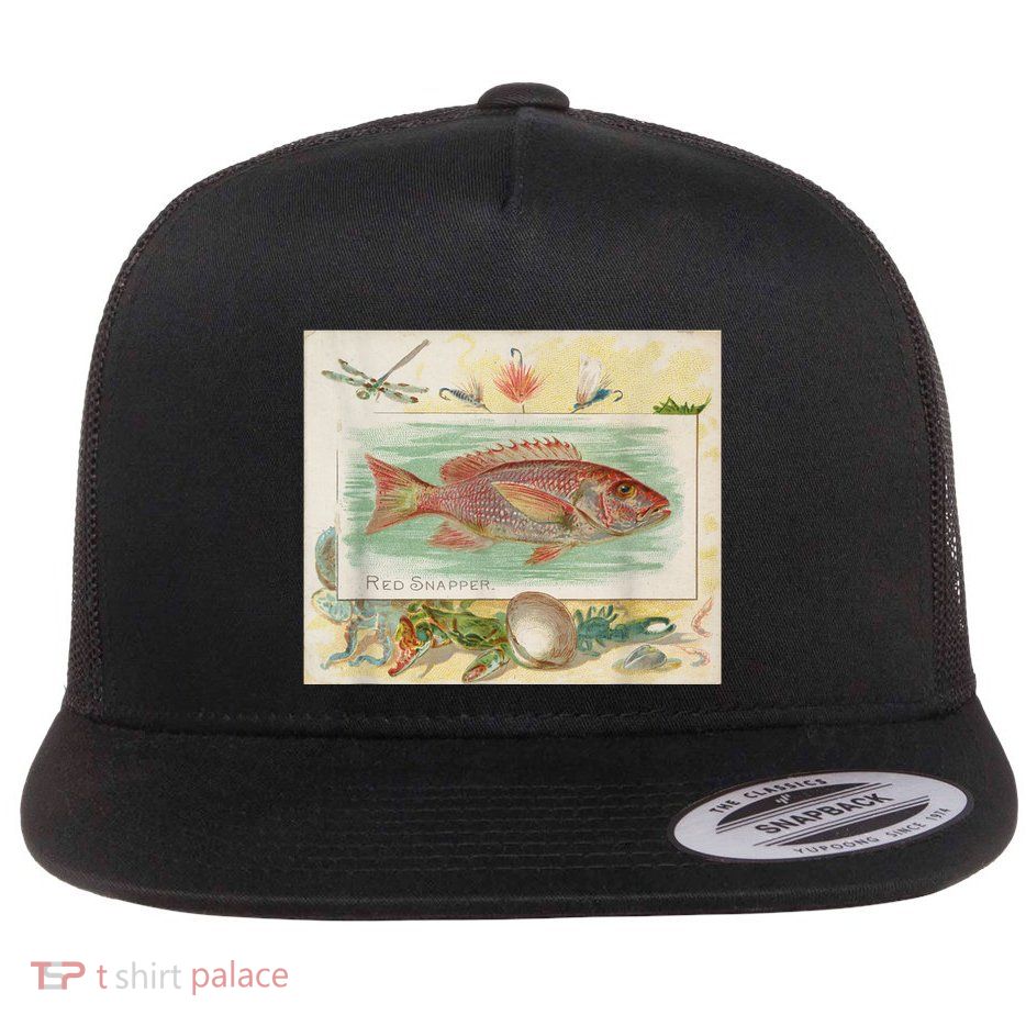 Red Snapper Fish Flat Bill Trucker Hat