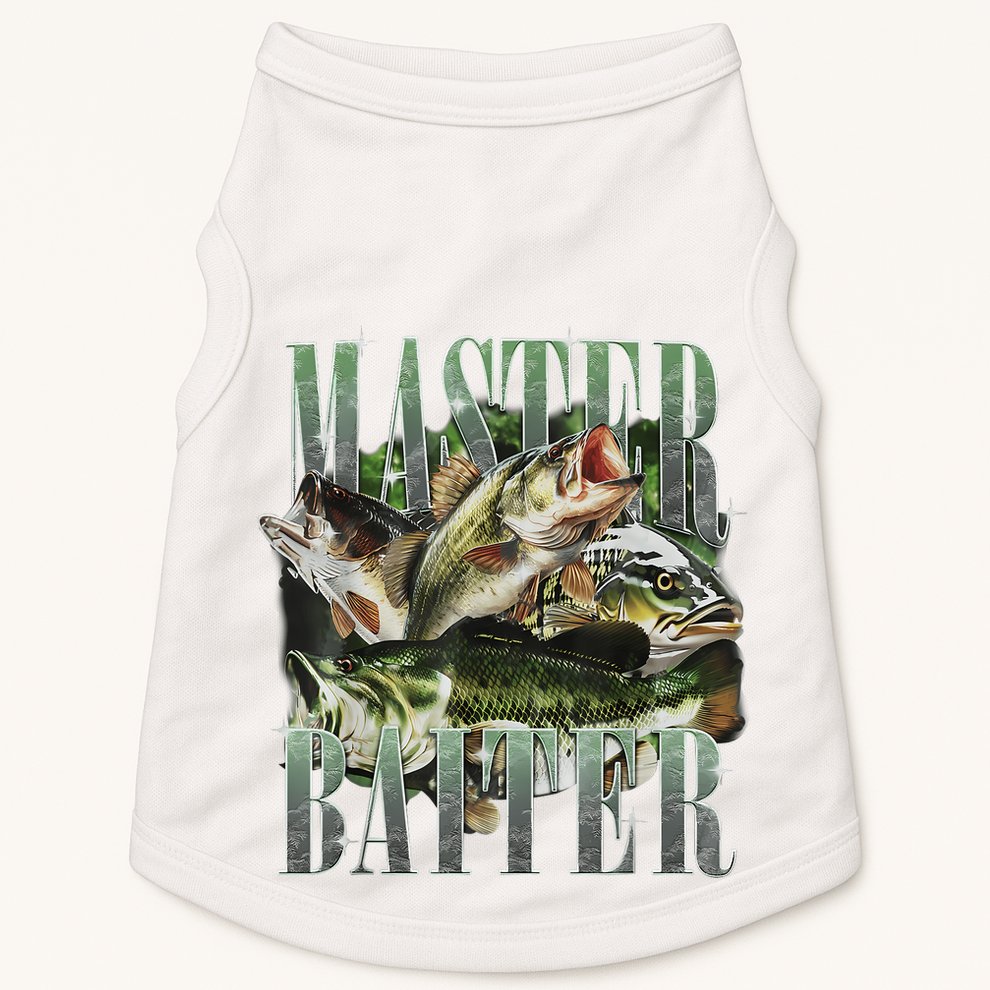 Retro Sunset Fishing Master Baiter Fish Funny Fisherman Doggie Tank