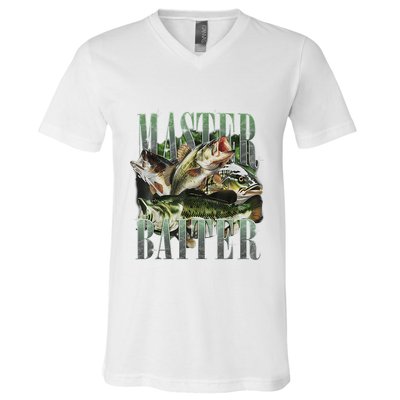 Retro Sunset Fishing Master Baiter Fish Funny Fisherman V-Neck T-Shirt