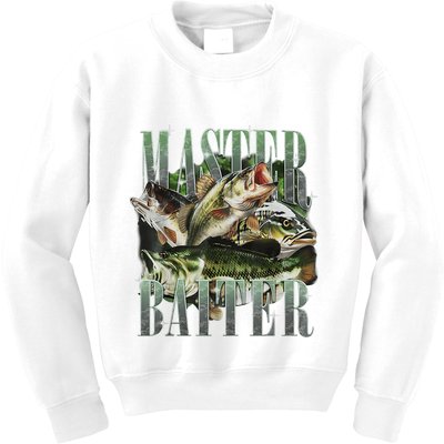 Retro Sunset Fishing Master Baiter Fish Funny Fisherman Kids Sweatshirt
