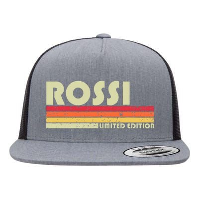 Rossi Surname Funny Retro Vintage 80s 90s Birthday Reunion Flat Bill Trucker Hat