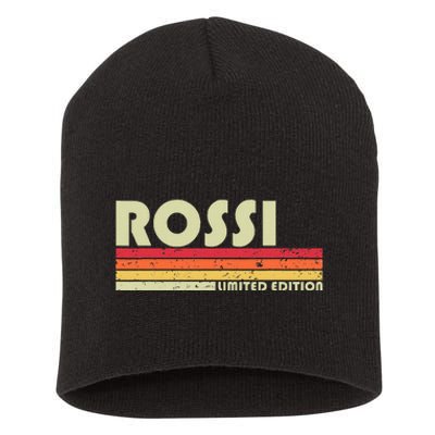 Rossi Surname Funny Retro Vintage 80s 90s Birthday Reunion Short Acrylic Beanie