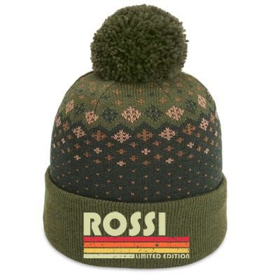 Rossi Surname Funny Retro Vintage 80s 90s Birthday Reunion The Baniff Cuffed Pom Beanie