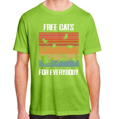 Retro Santa Free Cats For Everybody Sarcastic Christmas Meaningful Gift Adult ChromaSoft Performance T-Shirt