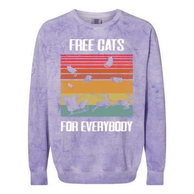 Retro Santa Free Cats For Everybody Sarcastic Christmas Meaningful Gift Colorblast Crewneck Sweatshirt