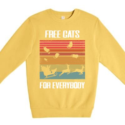 Retro Santa Free Cats For Everybody Sarcastic Christmas Meaningful Gift Premium Crewneck Sweatshirt