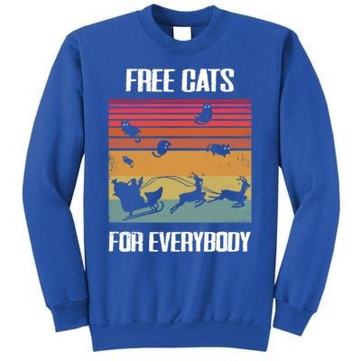 Retro Santa Free Cats For Everybody Sarcastic Christmas Meaningful Gift Sweatshirt