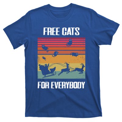 Retro Santa Free Cats For Everybody Sarcastic Christmas Meaningful Gift T-Shirt