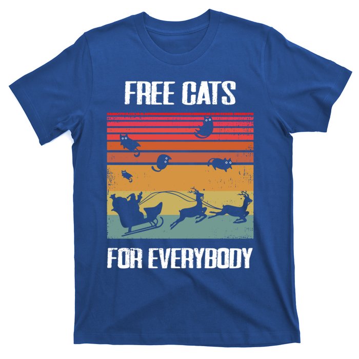 Retro Santa Free Cats For Everybody Sarcastic Christmas Meaningful Gift T-Shirt