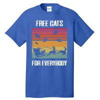 Retro Santa Free Cats For Everybody Sarcastic Christmas Meaningful Gift Tall T-Shirt