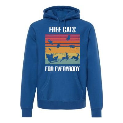 Retro Santa Free Cats For Everybody Sarcastic Christmas Meaningful Gift Premium Hoodie