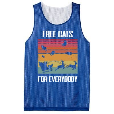 Retro Santa Free Cats For Everybody Sarcastic Christmas Meaningful Gift Mesh Reversible Basketball Jersey Tank