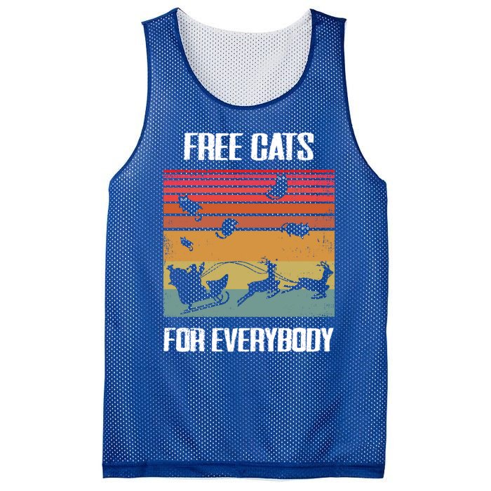 Retro Santa Free Cats For Everybody Sarcastic Christmas Meaningful Gift Mesh Reversible Basketball Jersey Tank