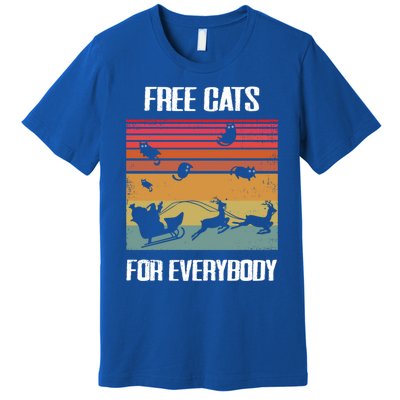 Retro Santa Free Cats For Everybody Sarcastic Christmas Meaningful Gift Premium T-Shirt