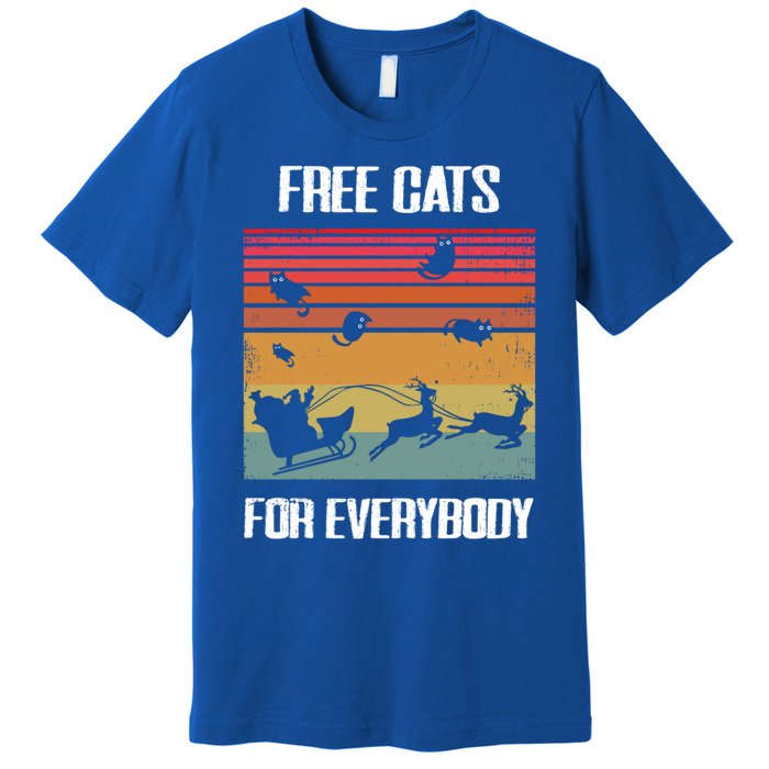 Retro Santa Free Cats For Everybody Sarcastic Christmas Meaningful Gift Premium T-Shirt