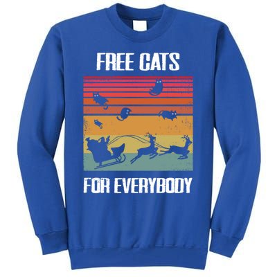 Retro Santa Free Cats For Everybody Sarcastic Christmas Meaningful Gift Tall Sweatshirt