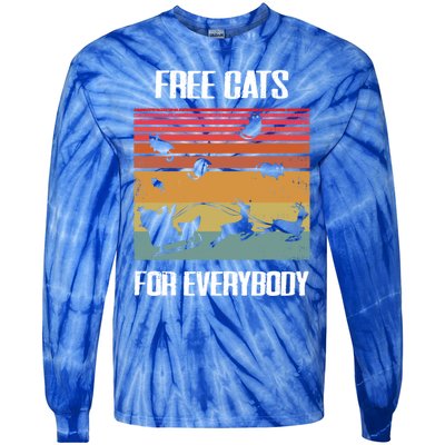 Retro Santa Free Cats For Everybody Sarcastic Christmas Meaningful Gift Tie-Dye Long Sleeve Shirt