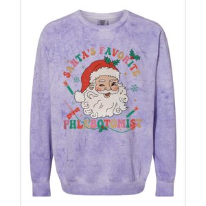 Retro SantaS Favorite Phlebotomist Xmas Phlebotomy Tech Cool Gift Colorblast Crewneck Sweatshirt