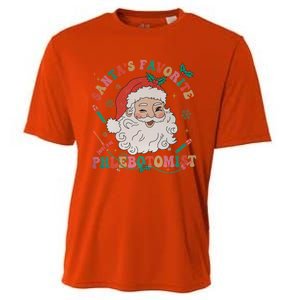 Retro SantaS Favorite Phlebotomist Xmas Phlebotomy Tech Cool Gift Cooling Performance Crew T-Shirt