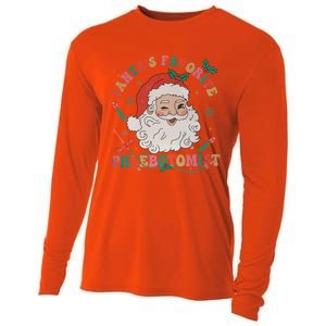 Retro SantaS Favorite Phlebotomist Xmas Phlebotomy Tech Cool Gift Cooling Performance Long Sleeve Crew