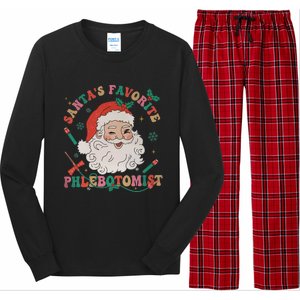 Retro SantaS Favorite Phlebotomist Xmas Phlebotomy Tech Cool Gift Long Sleeve Pajama Set