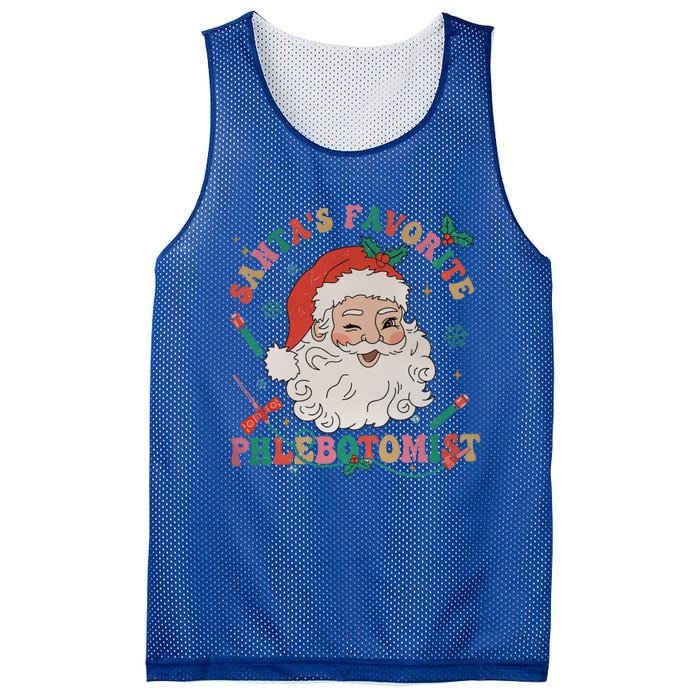 Retro SantaS Favorite Phlebotomist Xmas Phlebotomy Tech Cool Gift Mesh Reversible Basketball Jersey Tank