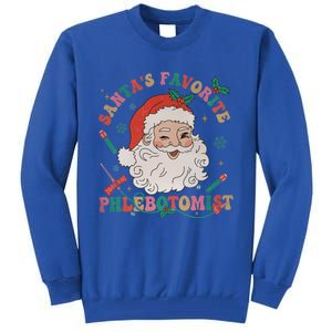 Retro SantaS Favorite Phlebotomist Xmas Phlebotomy Tech Cool Gift Tall Sweatshirt