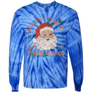 Retro SantaS Favorite Phlebotomist Xmas Phlebotomy Tech Cool Gift Tie-Dye Long Sleeve Shirt