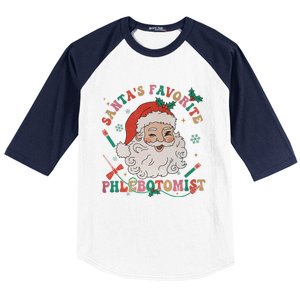 Retro SantaS Favorite Phlebotomist Xmas Phlebotomy Tech Cool Gift Baseball Sleeve Shirt