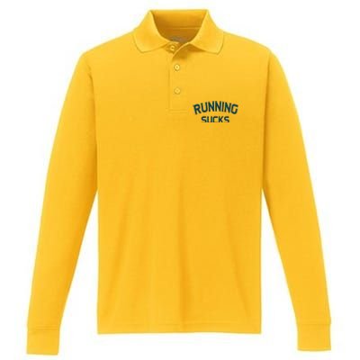 Running Sucks Funny Sport Runner Gift Idea Unisex Performance Long Sleeve Polo