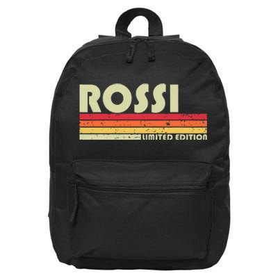 Rossi Surname Funny Retro Vintage 80s 90s Birthday Reunion 16 in Basic Backpack