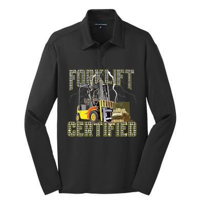 Retro Style Funny Forklift Operator Forklift Certified Silk Touch Performance Long Sleeve Polo