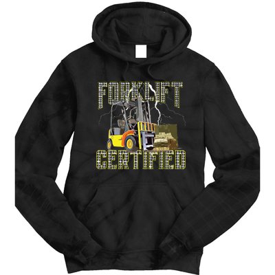 Retro Style Funny Forklift Operator Forklift Certified Tie Dye Hoodie