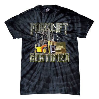 Retro Style Funny Forklift Operator Forklift Certified Tie-Dye T-Shirt