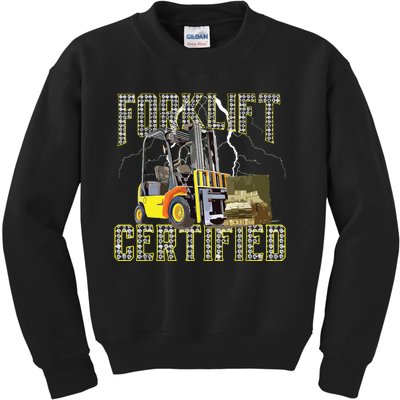 Retro Style Funny Forklift Operator Forklift Certified Kids Sweatshirt