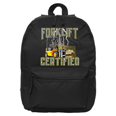 Retro Style Funny Forklift Operator Forklift Certified 16 in Basic Backpack