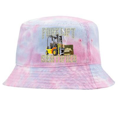 Retro Style Funny Forklift Operator Forklift Certified Tie-Dyed Bucket Hat