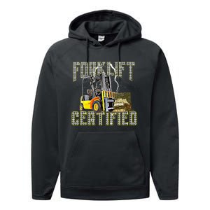 Retro Style Funny Forklift Operator Forklift Certified Performance Fleece Hoodie