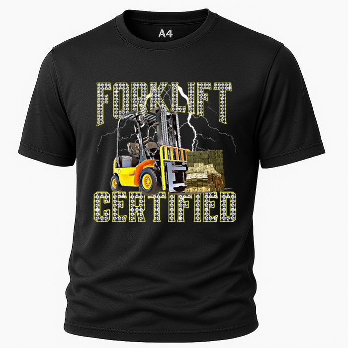 Retro Style Funny Forklift Operator Forklift Certified Cooling Performance Crew T-Shirt