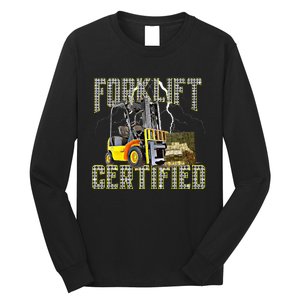 Retro Style Funny Forklift Operator Forklift Certified Long Sleeve Shirt